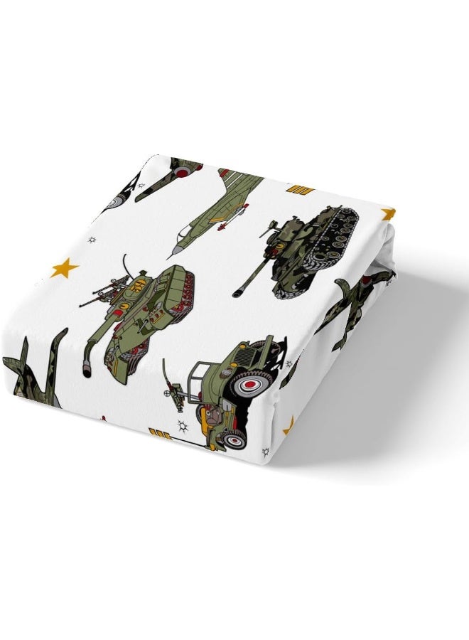 Manfei War Theme Duvet Cover Set Twin Size, Aircraft Tanks Bedding Set 2pcs for Kids Boys Bedroom Decor, Retro Army Green Airplane Tanks Comforter Cover Soft Polyester Quilt Cover with 1 Pillowcase - Image 5